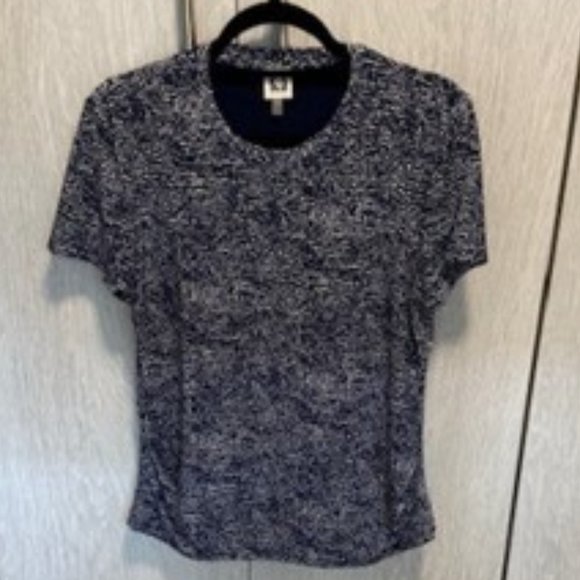 Anne Klein Navy Patterned Blouse Size Large - Picture 2 of 6